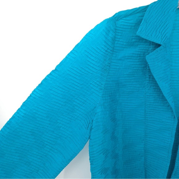Chico's Travel Collection Textured Shirt Jacket Sz 0 Small Teal Blue Like New - Picture 11 of 17